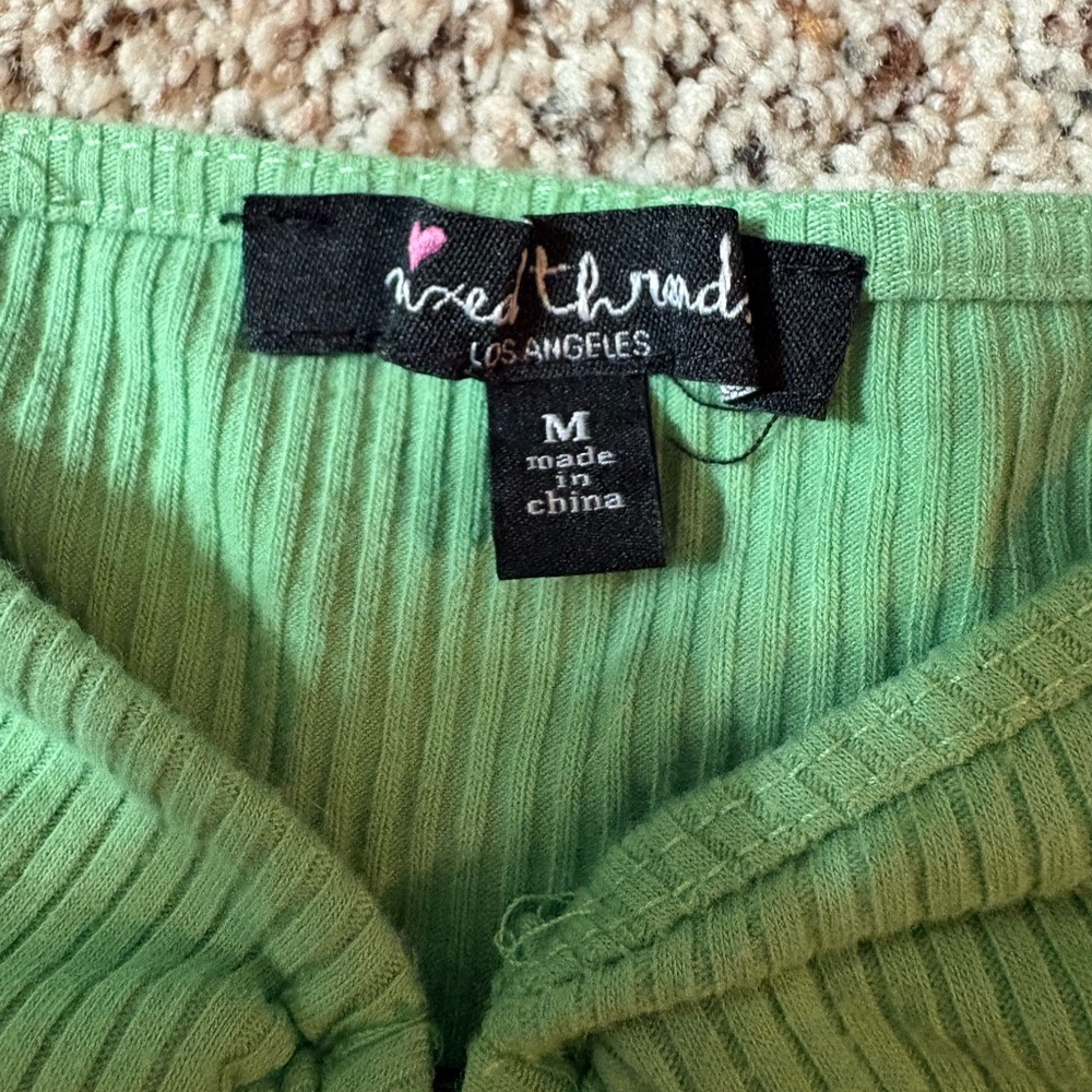 Green Ribbed Women Top - Picture 2 of 2
